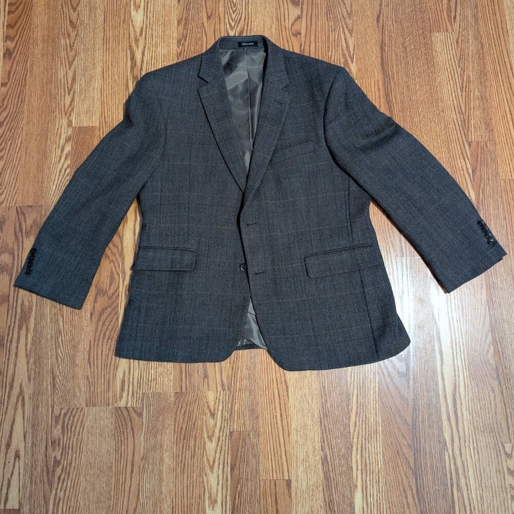 Jean Paul Germain 100% Wool Sport Coat – Gray Windowpane – Men’s